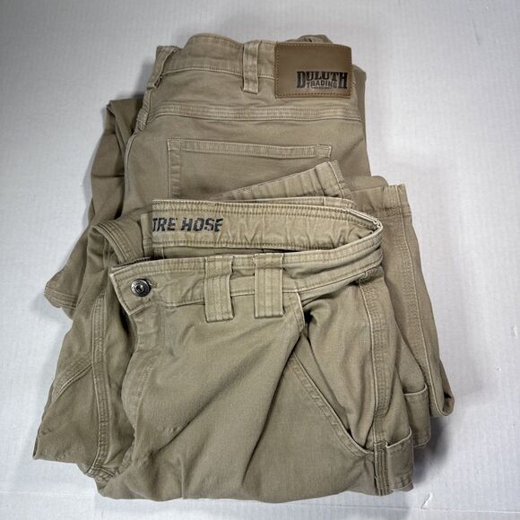 Duluth Other - LOT 2- Duluth Trading Flex Fire House Utility Carpenter Cargo Mens 36x32 Beige